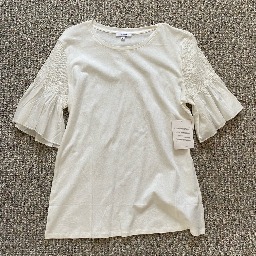White bell sleeved shirt *new with tags* (Stella and dot) Maette